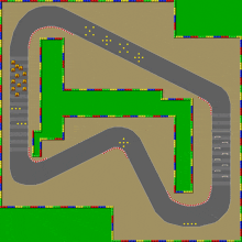 a drawing of a racing track with the letter l on the left