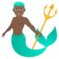 an illustration of a mermaid with a trident in his hand