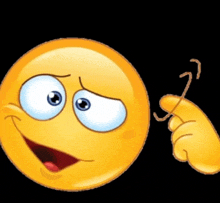 a cartoon smiley face is holding a pair of glasses in its hand