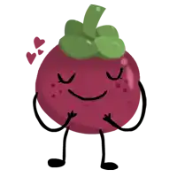 a cartoon illustration of a strawberry with arms and legs