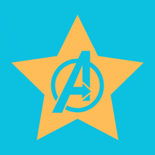 a yellow star with a blue letter a in the center