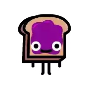 a cartoon illustration of a slice of toast with a purple jam on it .