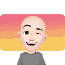 a cartoon character with a bald head is smiling