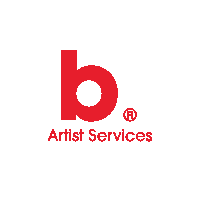 a logo for b. artist services with a red letter b on a white background