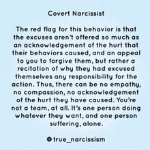 covert narcissist is written on a blue background