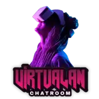 a woman with dreadlocks wearing a virtual reality headset with the words virtualan chatroom below her