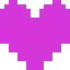 a pixel art purple heart with a white background .