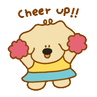 a cartoon dog is cheering with the words cheer up written above it