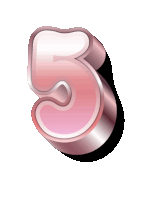 a pink number 5 with a white border on a white background