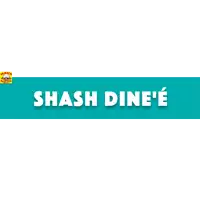 a blue sign that says shash dine e on it