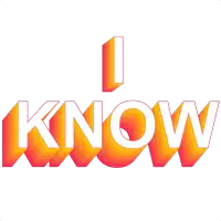 a logo that says i know in orange letters on a white background