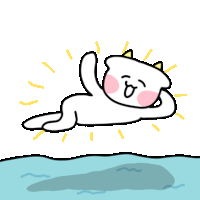 a cartoon of a cat floating in the water