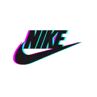 a black nike logo with a purple and blue gradient