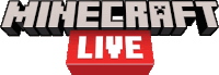 a logo for minecraft live with a red block in the middle