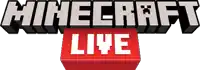 a logo for minecraft live with a red block in the middle