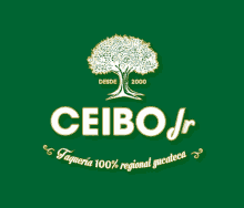 a green background with a tree and the word ceibo jr on it