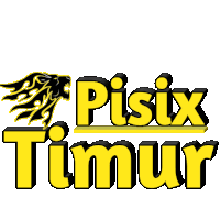 a yellow and black logo for pisix timur with a lion on it