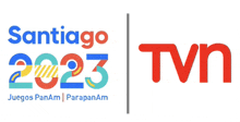 a logo for santiago 2023 with a tvn logo underneath