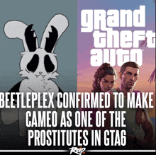 a poster for grand theft auto with a picture of a bunny