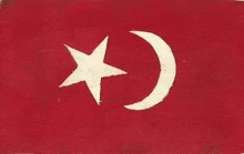 a red flag with a white star and a crescent moon