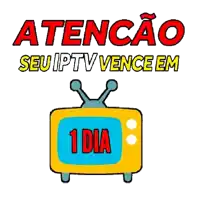 a cartoon drawing of a tv with the words " atenção seu iptv vence em " on it