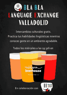 a flyer for a language exchange in valladolid