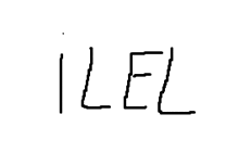 a black and white drawing of the word ilel on a white background