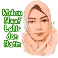 a cartoon of a woman wearing a hijab with the words mohon maaf lahir dan batin