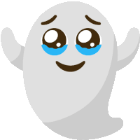 a cartoon ghost with tears in his eyes