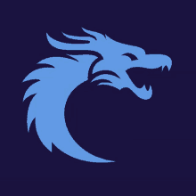 a blue dragon on a dark background with its mouth open