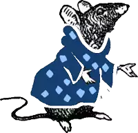 a drawing of a mouse wearing a blue dress