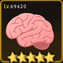 a cartoon illustration of a brain with the number lv.69420 written above it