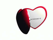 a heart shaped mirror with the words my beloved < 3 on it