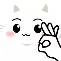 a drawing of a cat 's face with a hand giving an ok sign .