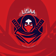 a logo for lisaa shows a ninja with swords