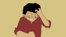 a cartoon of a man scratching his head with his hand