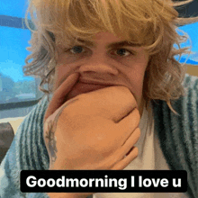 a picture of a person with a caption that says good morning i love u.