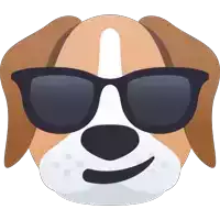 a dog wearing sunglasses is making a silly face