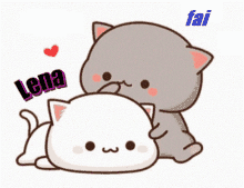 a cartoon cat laying on top of another cat with lena written on the bottom