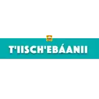 a blue banner with the word tisch ebaanii on it