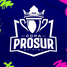 a logo for copa prosur official with a crown on a blue background