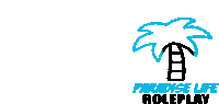 a logo for paradise life roleplay with a blue palm tree