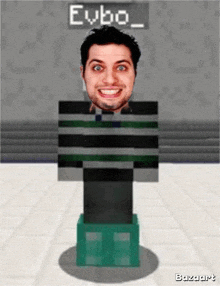 a minecraft character with a man 's head and the name evbo