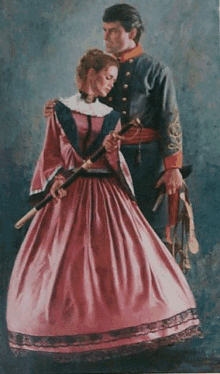 a painting of a man and a woman in military uniforms