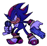 shadow the hedgehog is holding a gun and a microphone in his hands