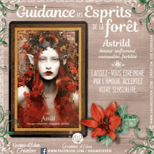 a poster for guidance des esprits de la foret with a picture of a woman with red hair