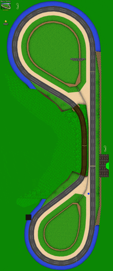 an aerial view of a race track with the letter s in the upper right corner