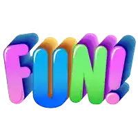 the word fun is written in a colorful font