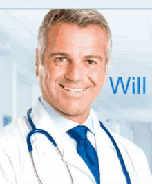 a doctor with a stethoscope around his neck is smiling