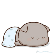 a cartoon cat is laying down on the floor with a pillow around its neck .